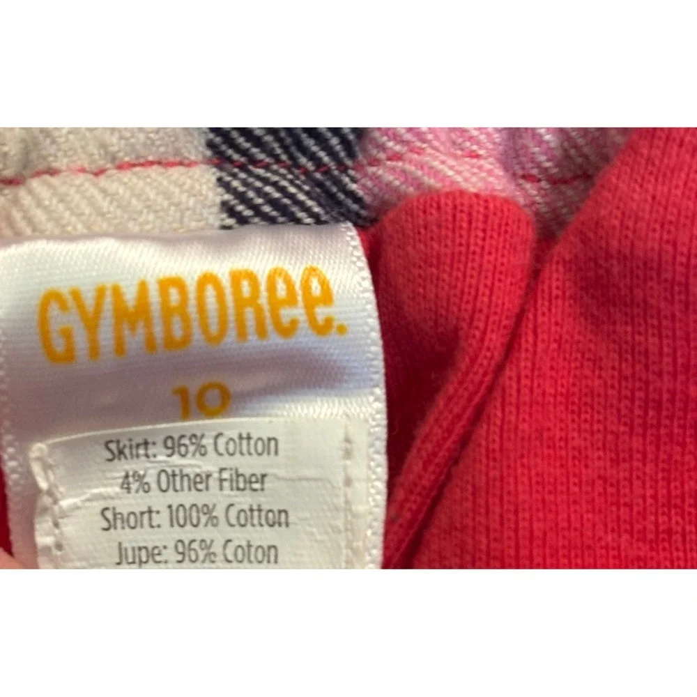 Gymboree Girls Pink Bunny Long Sleeve Top and Plaid Skort Set Size 10